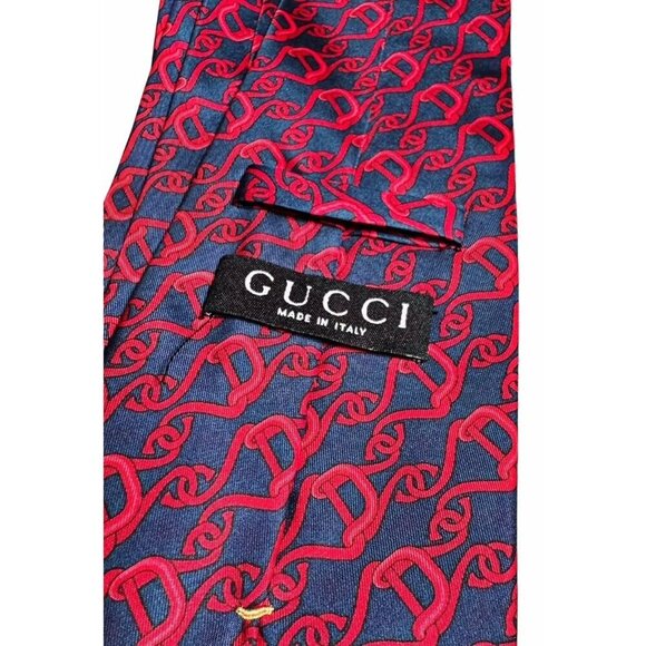 Gucci Men's Silk Designer Neck Tie Red & Blue Pattern- LT3250 - Picture 3 of 4